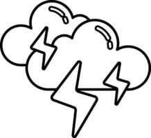 A cartoon drawing of two clouds with lightning bolts between them vector