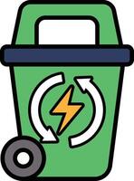 A green trash can with a lightning bolt on it vector