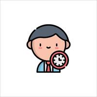 A man holding a clock icon in his hand vector