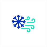 A blue snowflake with a green swirl in the middle vector