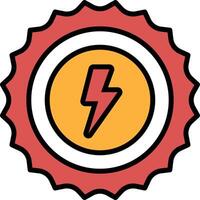 A red and yellow circle with a lightning bolt in the center vector