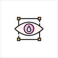 An eye icon with a drop of water in the center vector