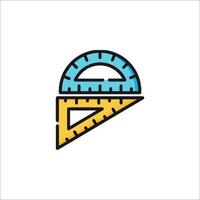 A colorful icon of a ruler and a compass vector