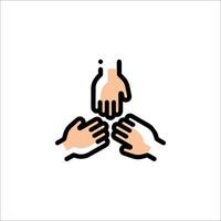 A group of hands reaching up to each other vector
