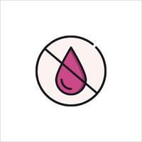 A pink drop of blood in a circle with a no sign vector