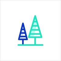 A line drawing of two trees with a blue and green background vector