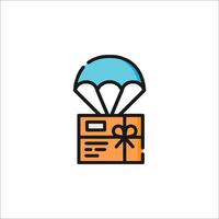 A parachute with a box on top of it vector