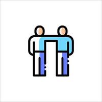 Two people standing in front of each other, one holding a hand vector