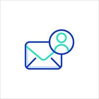 Email icon with a person and an envelope vector