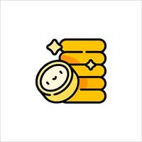 A yellow coin icon with a smiley face vector