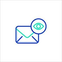 An email icon with an eye and a mail envelope vector