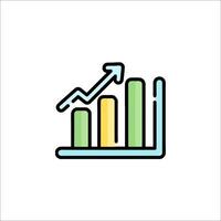 A line icon of a graph with an arrow going up vector