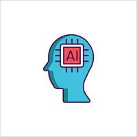 Ai brain icon illustration vector
