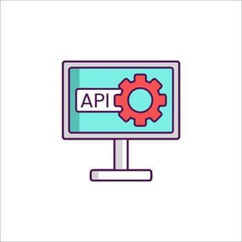 un computadora pantalla con el palabra api en eso vector