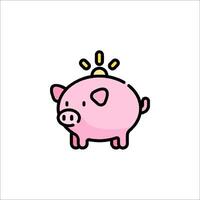 A cartoon pig with a light shining on it vector