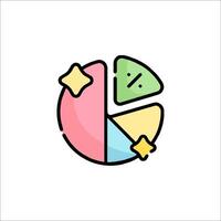 A colorful pie chart icon with a slice of pie vector