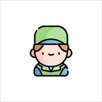 A cartoon character with a green hat and green shirt vector