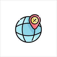 Map pin icon on globe vector