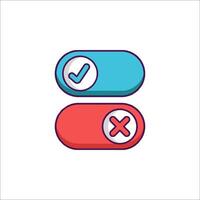 Two buttons with tick and cross icon vector