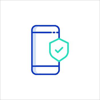 A phone with a shield icon on it vector