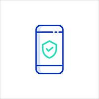 A phone with a shield icon on it vector