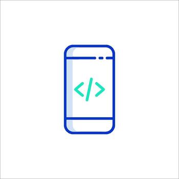 A phone with a code symbol on it vector