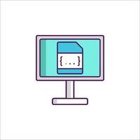A computer monitor with a file icon on it vector