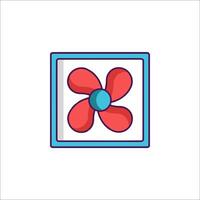 A red and blue fan icon in a square frame vector