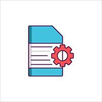 A file with a gear wheel and a document icon vector