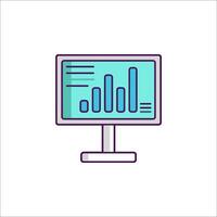 A monitor with a bar chart on it vector