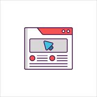 A web page with an arrow pointing to it vector