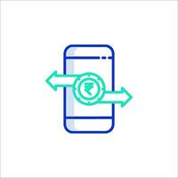 Mobile phone with indian rupee symbol vector