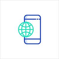 Mobile phone with globe icon vector