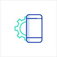 A smartphone with a gear wheel and a gear icon vector