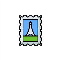 A postage stamp with a picture of the eiffel tower vector