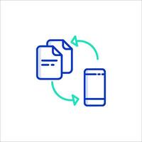 A phone and a document are connected to each other vector