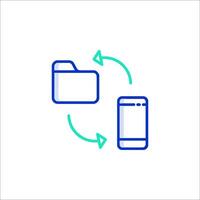 A phone and a folder are connected to each other vector
