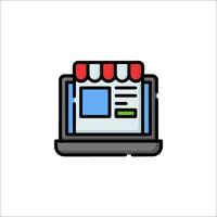 A laptop with a store icon on it vector