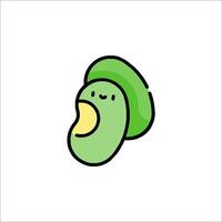 A cute green avocado with a face on it vector