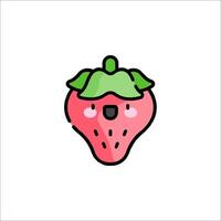 A strawberry with a green leaf on it vector