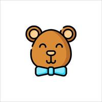 A cartoon bear with a bow tie on its head vector
