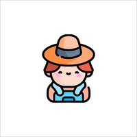 A cartoon character wearing a hat and holding a bucket vector