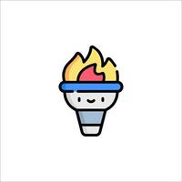 A cartoon flame in a light bulb icon vector