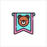 A cute bear is on a banner with a pink and blue background vector