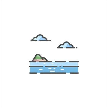 An island with clouds and water in the background vector
