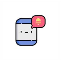 A phone with a speech bubble and a smiley face vector