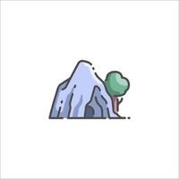 A mountain with a tree in the middle of it vector