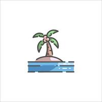 A palm tree on an island icon vector
