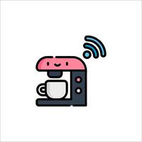 A coffee maker with a cup of coffee and a wifi symbol vector