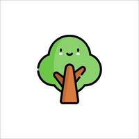 A cute tree icon with a smiley face vector